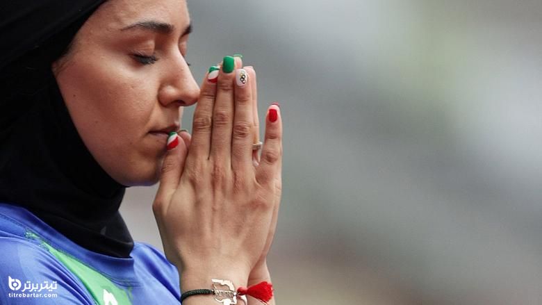 فرزانه فصیحی از ایران قبل از رقابت در گرما 3 از 100 متر زنان