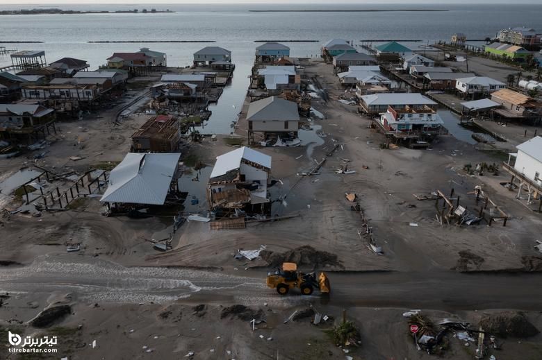 خانه ها و مشاغل در پی طوفان ایدا در گرند آیز ، لوئیزیانا آسیب دیده اند