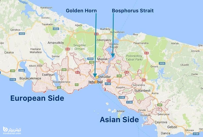 نقشه قسمت آسیایی استانبول