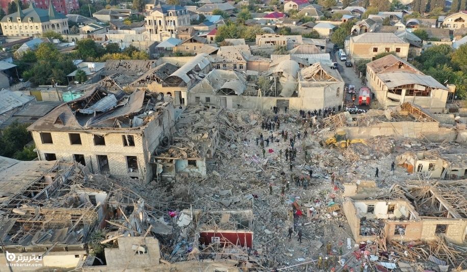 تصویری از شهر گنجه بعد از حمله موشکی ارمنستان