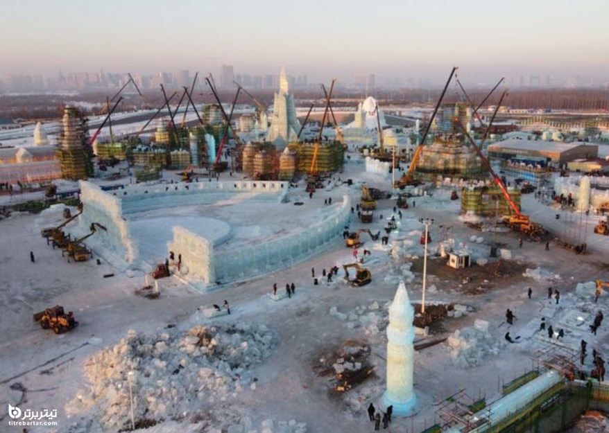 ساخت شهر یخی برای سی و هفتمین جشنواره بین المللی برف یخی هاربین چین