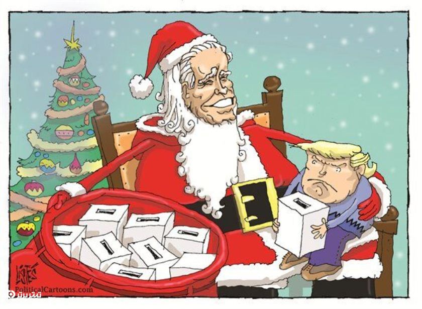 هدیه کریسمس بایدن برای ترامپ سوژه کارتونی از نیکولا لیستس در سایت کگل