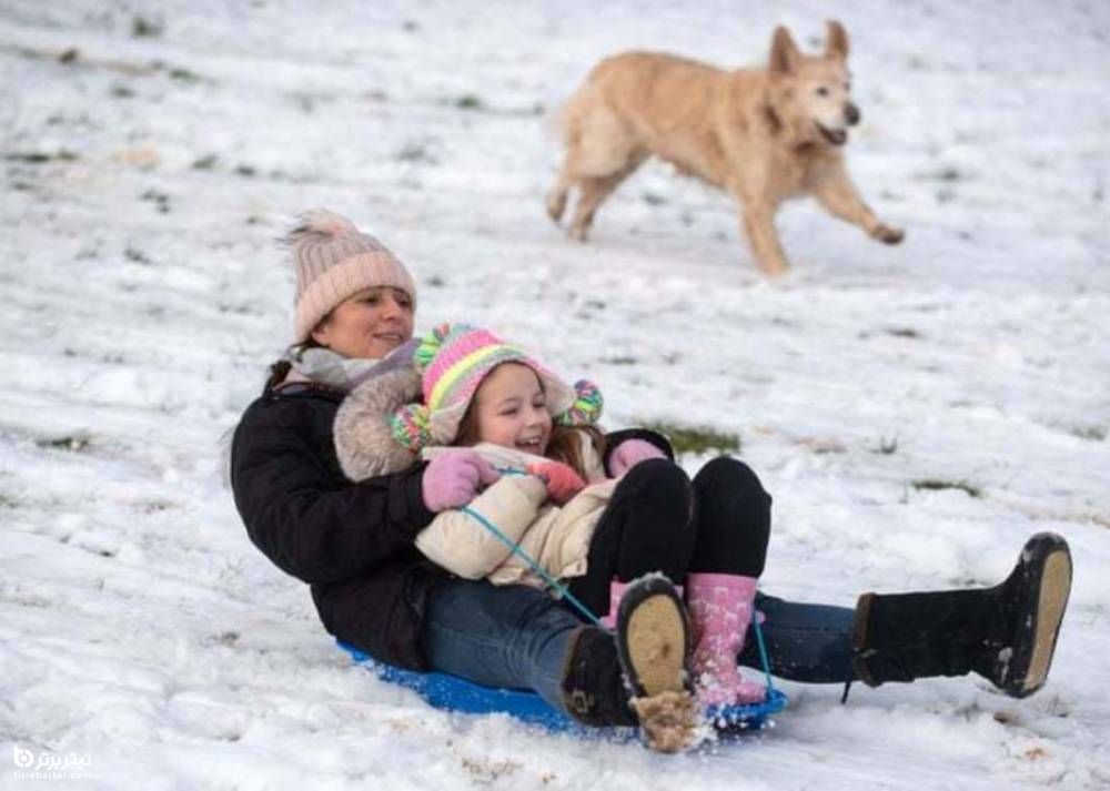 برف بازی مردم بریتانیا در تعطیلات کریسمس