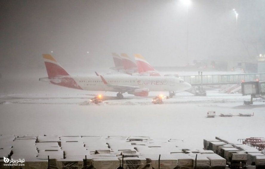 لغو همه تردد‌ها در فرودگاه مادرید به دلیل یخبندان