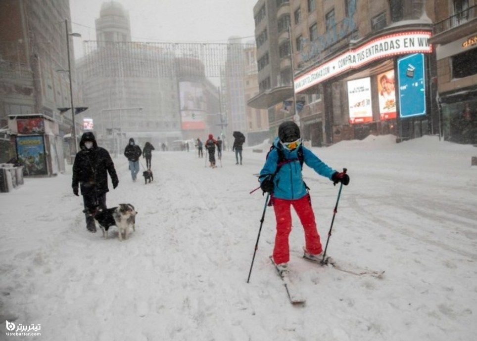  خیابان‌های مادرید تبدیل به پیست اسکی شد