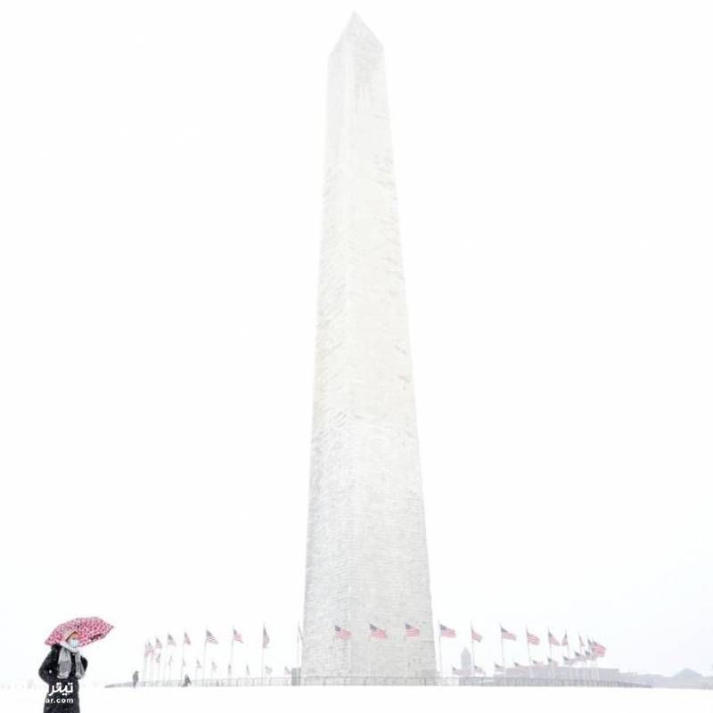بنای یادبود واشنگتن در طوفان برفی 