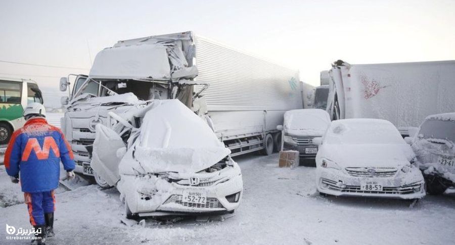 تصادف زنجیره‌ای خودرو‌ها در ایتالیا به دلیل بارش برف