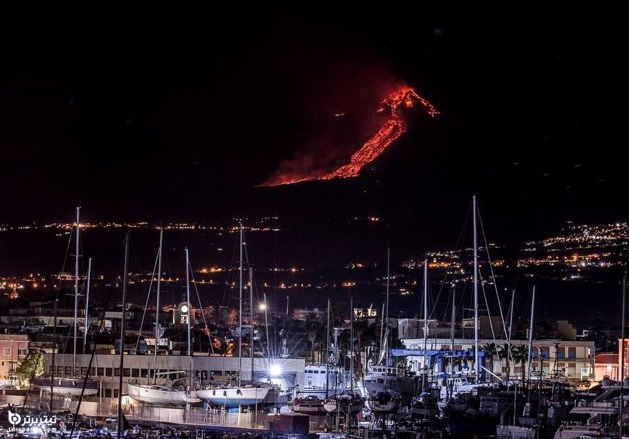 جزیره سیسیل ایتالیا در احاطه فوران آتشفشان اتنا 