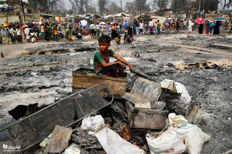  آتش سوزی گسترده در یک اردوگاه پناهجویان روهینگیا در بنگلادش