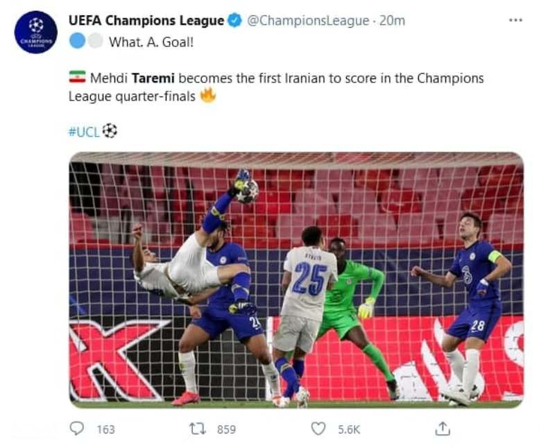 واکنش پیج توییتر رسمی لیگ قهرمانان به سوپرگل طارمی