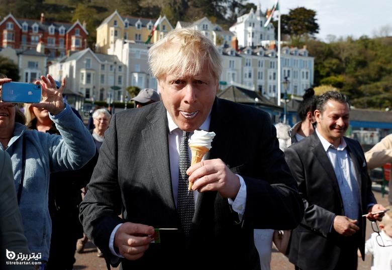 بستنی خوردن بوریس جانسون نخست وزیر انگلیس 