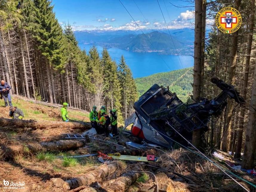 سقوط مرگبار تله کابین با 14 نفر کشته در ارتفاعات منطقه پیمونت در شمال غربی ایتالیا 