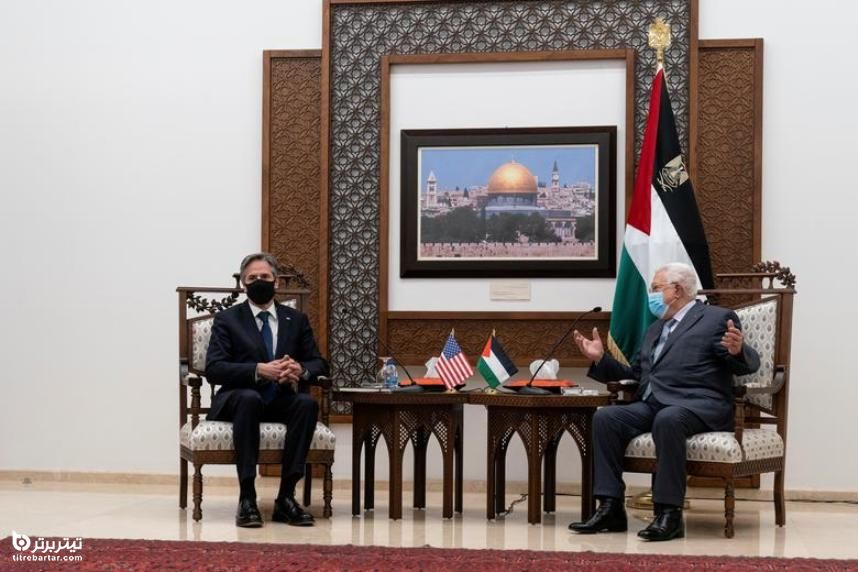 دیدار آنتونی بلینکن وزیر امور خارجه ایالات متحده با رئیس جمهور فلسطین در کرانه باختری