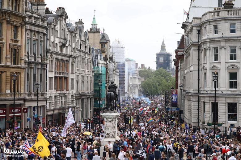 تظاهرات علیه محدودیت های کرونایی و ضدواکسن کرونا در لندن