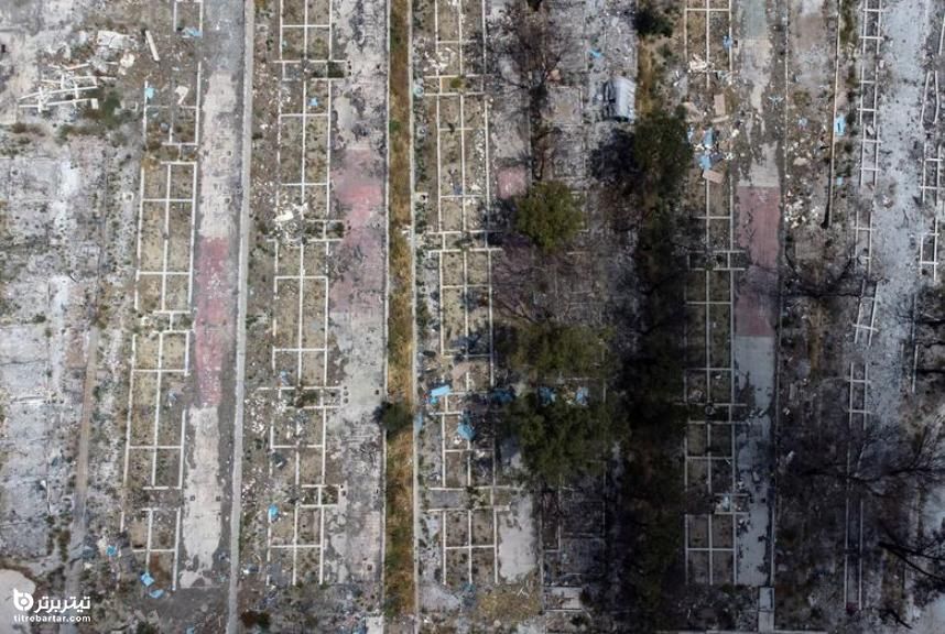 نمایی هوایی از اردوگاه تخریب شده پناهندگان و مهاجران در جزیره لسبوس یونان