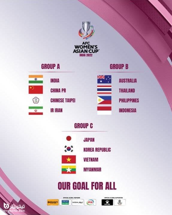 برنامه کامل بازی های تیم فوتبال بانوان در جام ملت های آسیا 2021