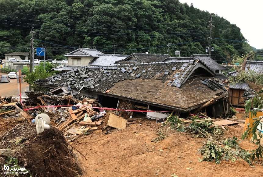 زمین لغزش ناشی از باران شدید در ژاپن