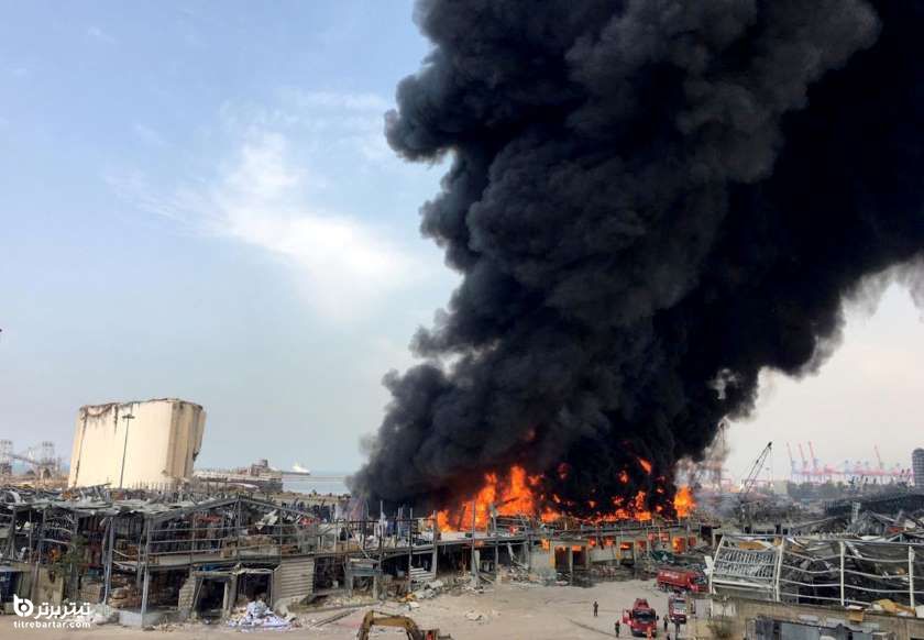 آتش سوزی دوباره در بندر بیروت