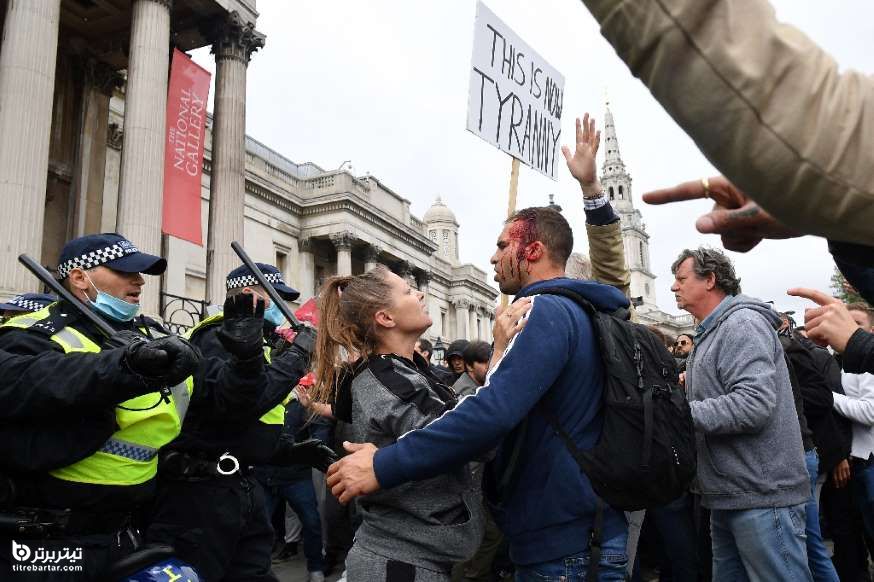 زخمی شدن تظاهر کننده ای در لندن