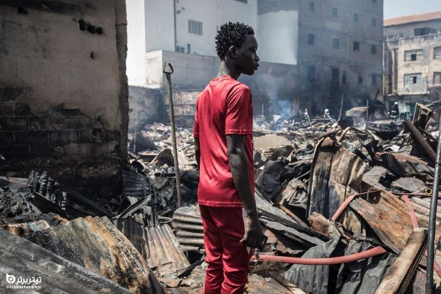 آتش سوزی بازار سنگال