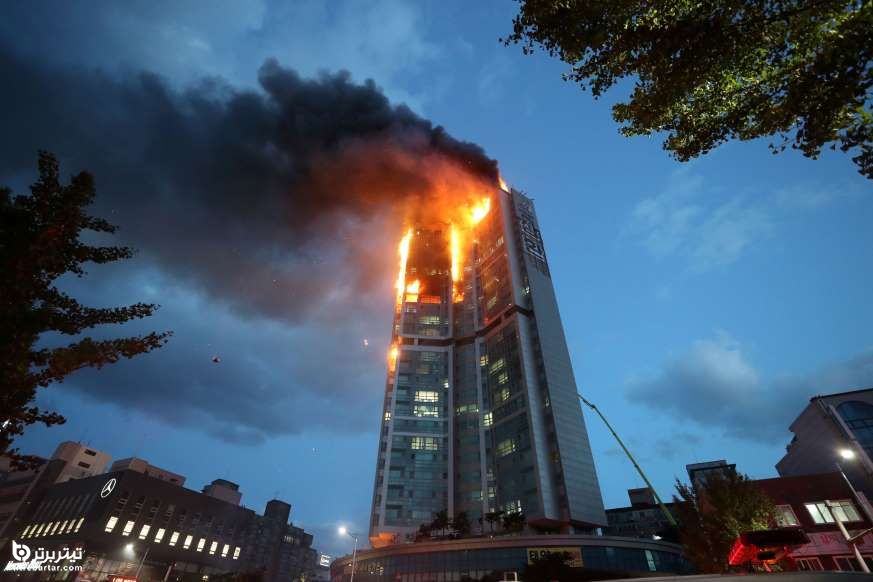 آتشسوزی یک برج در اولسان کره جنوبی