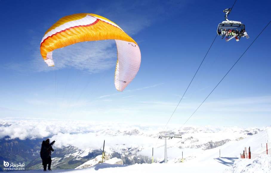 پاراگلایدرسواری در کنار اسکی بازی، سوئیس