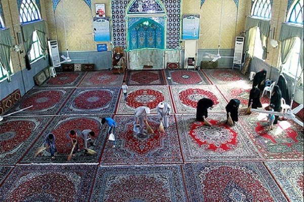 غبار روبی مساجد مقدمه مهمانی خدا/ سمنانی ها دست به کار شدند
