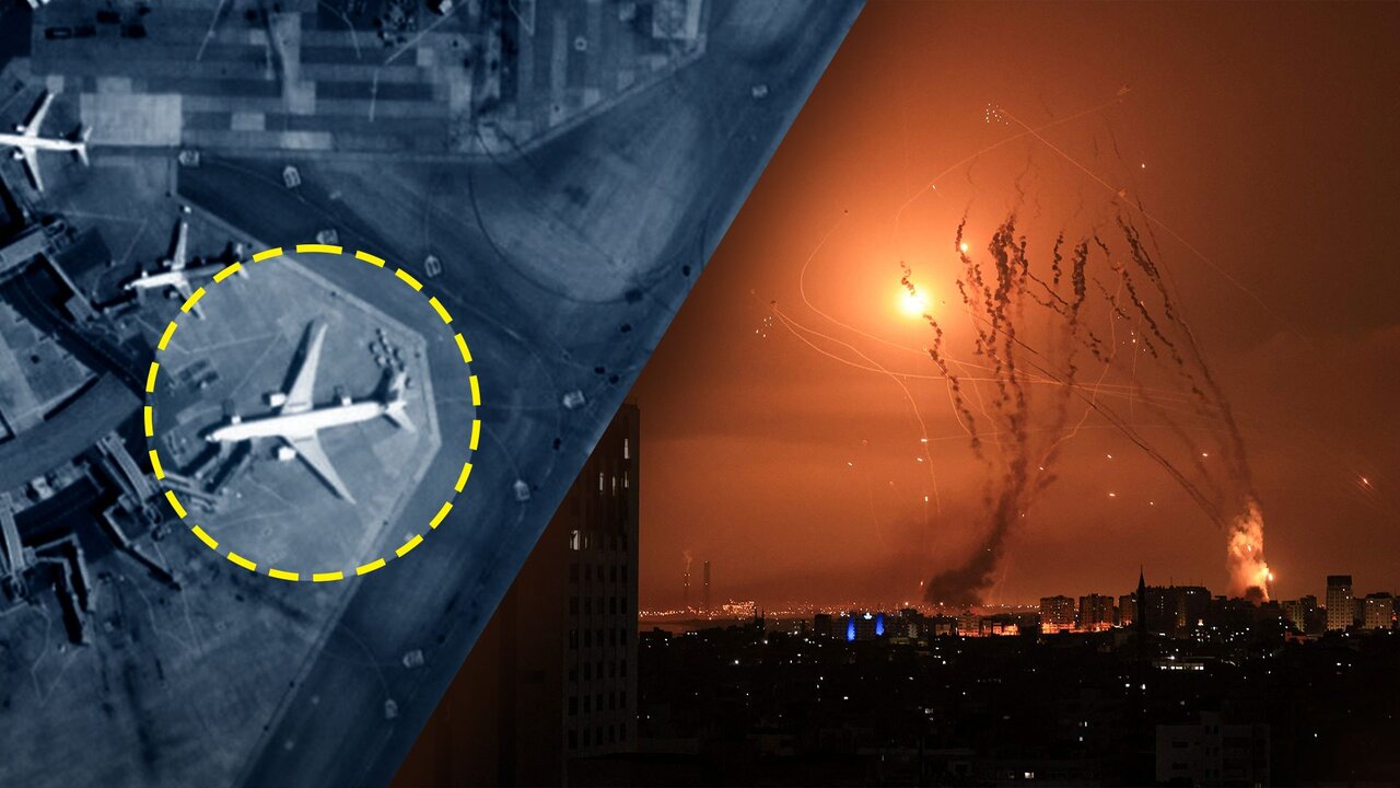  | لحظه اصابت راکت نیروهای حماس به فرودگاه بن‌گوریون تل‌آویو