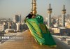 پرچم سبز رضوی بر فراز گنبد امام رضا(ع)