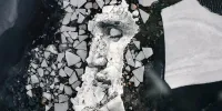 ببینید |‌ نقاشی شگفت‌انگیز روی یخ‌های شناور