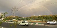 تصاویر | پدیدار شدن رنگین کمانی زیبا در اتوبان چمران تهران