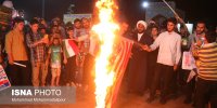تجمع مردم اهواز در حمایت از جبهه مقاومت در حرم علی بن مهزیار