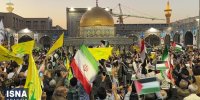 ویدیو/ اجتماع همبستگی با جبهه مقاومت فلسطین در حرم مطهر رضوی + (فیلم)