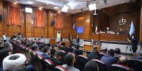 پخش تصویری از رهبر انقلاب در دومین دادگاه منافقین | عکس