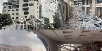 تصاویر حمله صهیونیست‌ها به دفتر شبکه تلویزیونی ایرانی در غزه | شبکه خبری العالم با خاک یکسان شد + (فیلم)