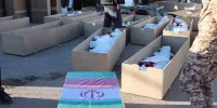 بدرقه باشکوه پیکر شهدا از مصلی به گلزار شهدای کرمان برای تدفین | ببینید
