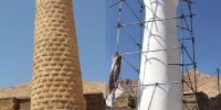 اقدام انقلابی دولت رئیسی یک بنای تاریخی را نابود کرد؟ | ماجرای تصویر پرحاشیه از مرمت مناره تاریخی چیست؟ + تصاویر