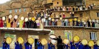ببینید | هنرنمایی تماشایی  در مراسم هزار دف‌نوازی روستای پالنگان