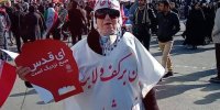 ببینید | تصاویر زنی که کفن‌پوش منتظر حکم جهاد رهبری بود