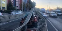 ببینید | لحظه برخورد هولناک خودروی سواری با گاردریل وسط جاده!