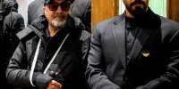 عکس | رضا عطاران با دست گچ گرفته در مراسم درگذشت پدرش در مشهد