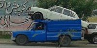 عکس | حمل عجیب دو پیکان با نیسان آبی!