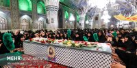 مراسم وداع با پیکر شهیده محور مقاومت معصومه کرباسی در حرم رضوی