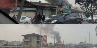 تصاویری از آتش سوزی یک رستوران در محله عینک رشت