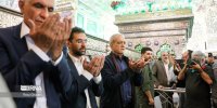 تصاویری از پزشکیان و وزیر جوان در حرم شاهچراغ