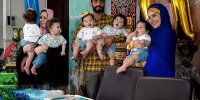 تصاویر دیدنی از جشن تولد یک سالگی پنج قلوهای مینودشتی