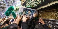 لحظه وداع مرجع تقلید با پیکر شهید ابراهیم رئیسی | ویدئو