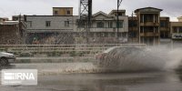 بارش باران در مهاباد موجب آبگرفتگی معابر شد