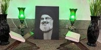 عکس | گلباران مزار شهید سیدحسن نصرالله در روز عید فطر