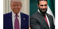 عکس | بنر بزرگ تشکر سوری ها از محمد بن سلمان و ترامپ در قلب دمشق
